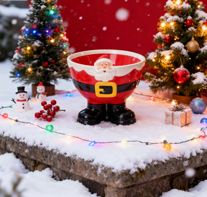 Home Xmas Decor Ideas - Christmas Santa Claus Ceramic Bowl -