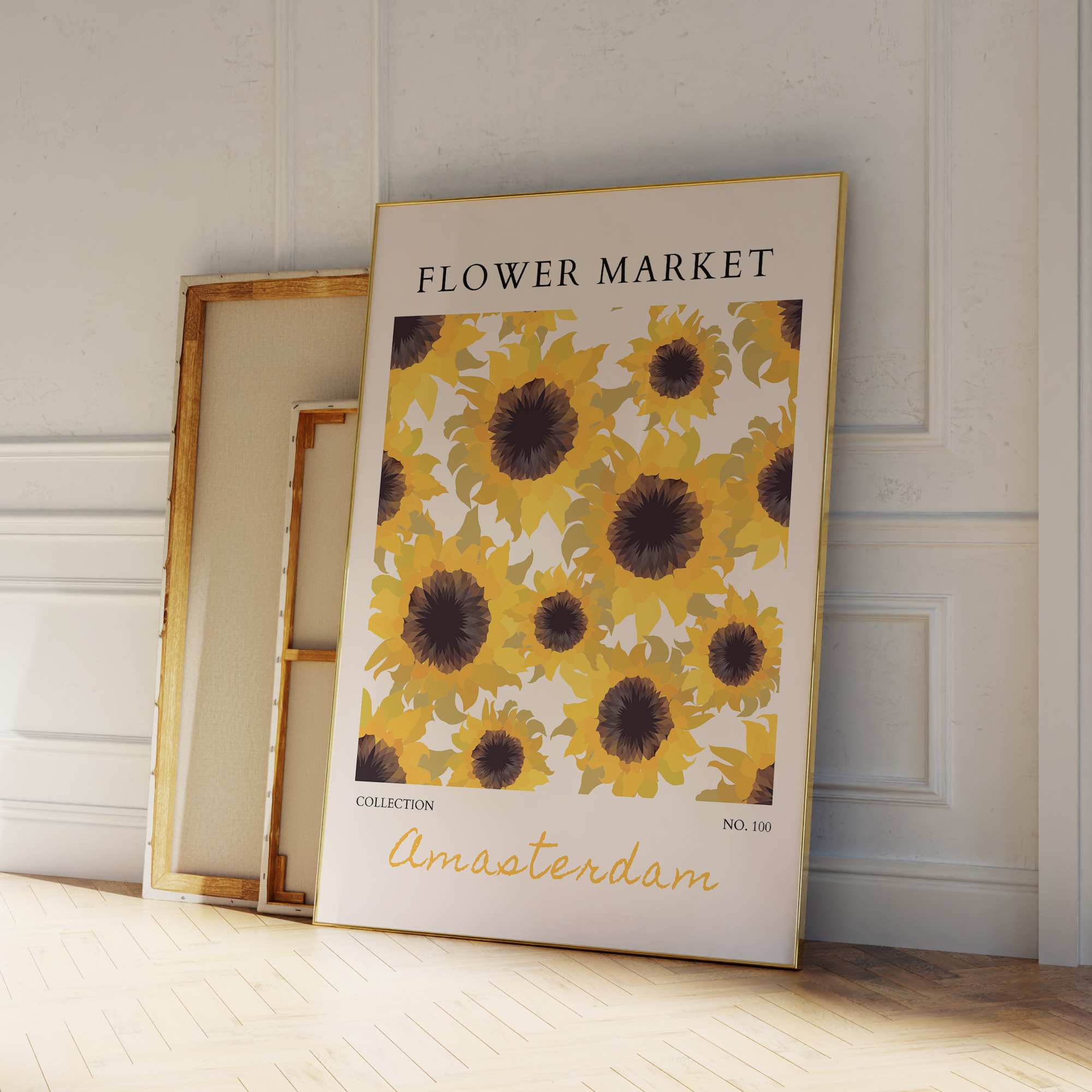 Home Decor On Wall - Modern Yellow Flowers Flower Market Wall