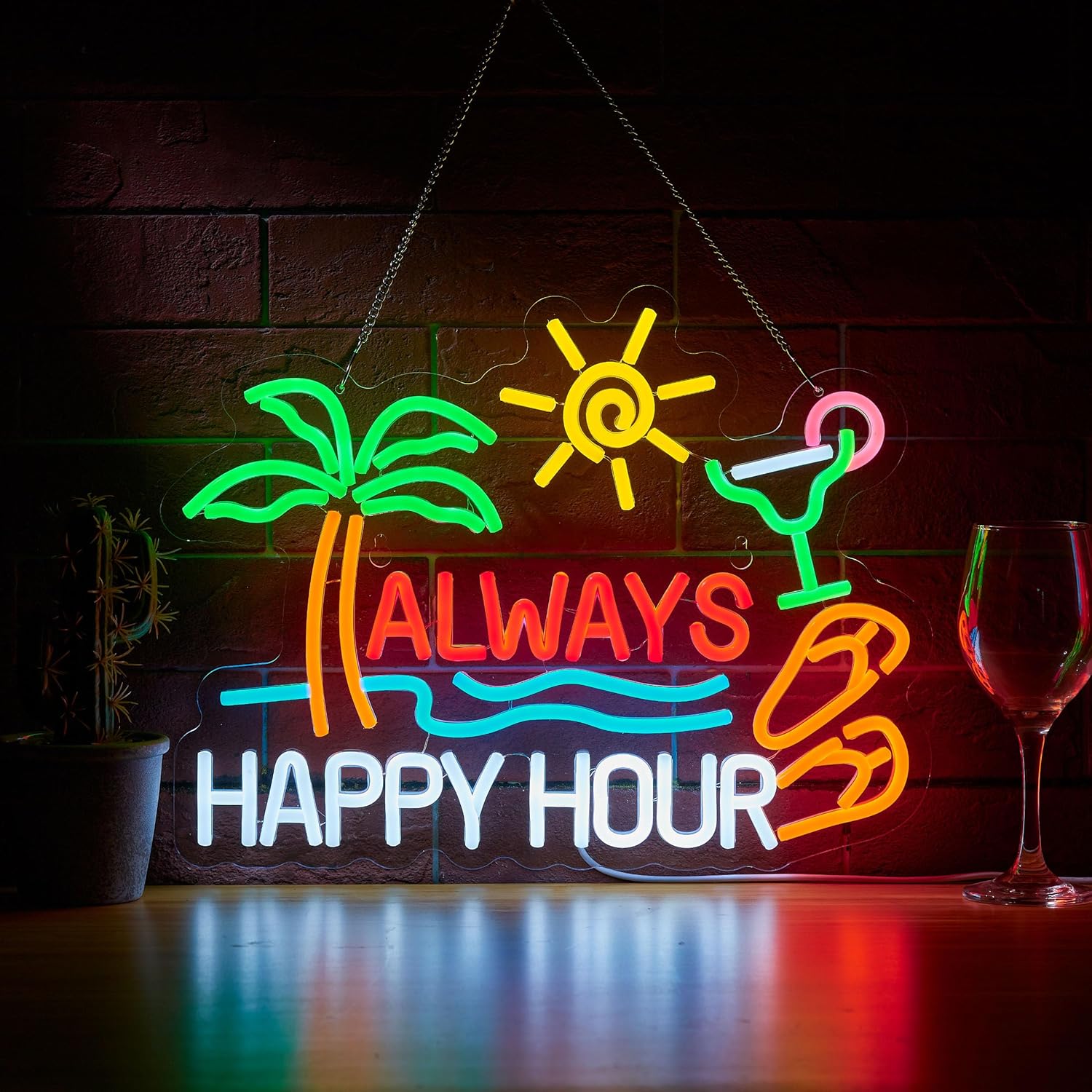 Home Decor Light - Always Happy Hour Beer Bar Neon