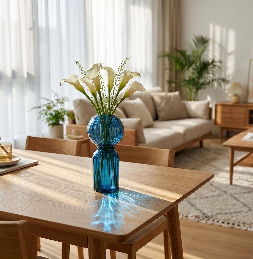 Glass Vase Nordic - Nordic Striped Color Bubble Glass Vase