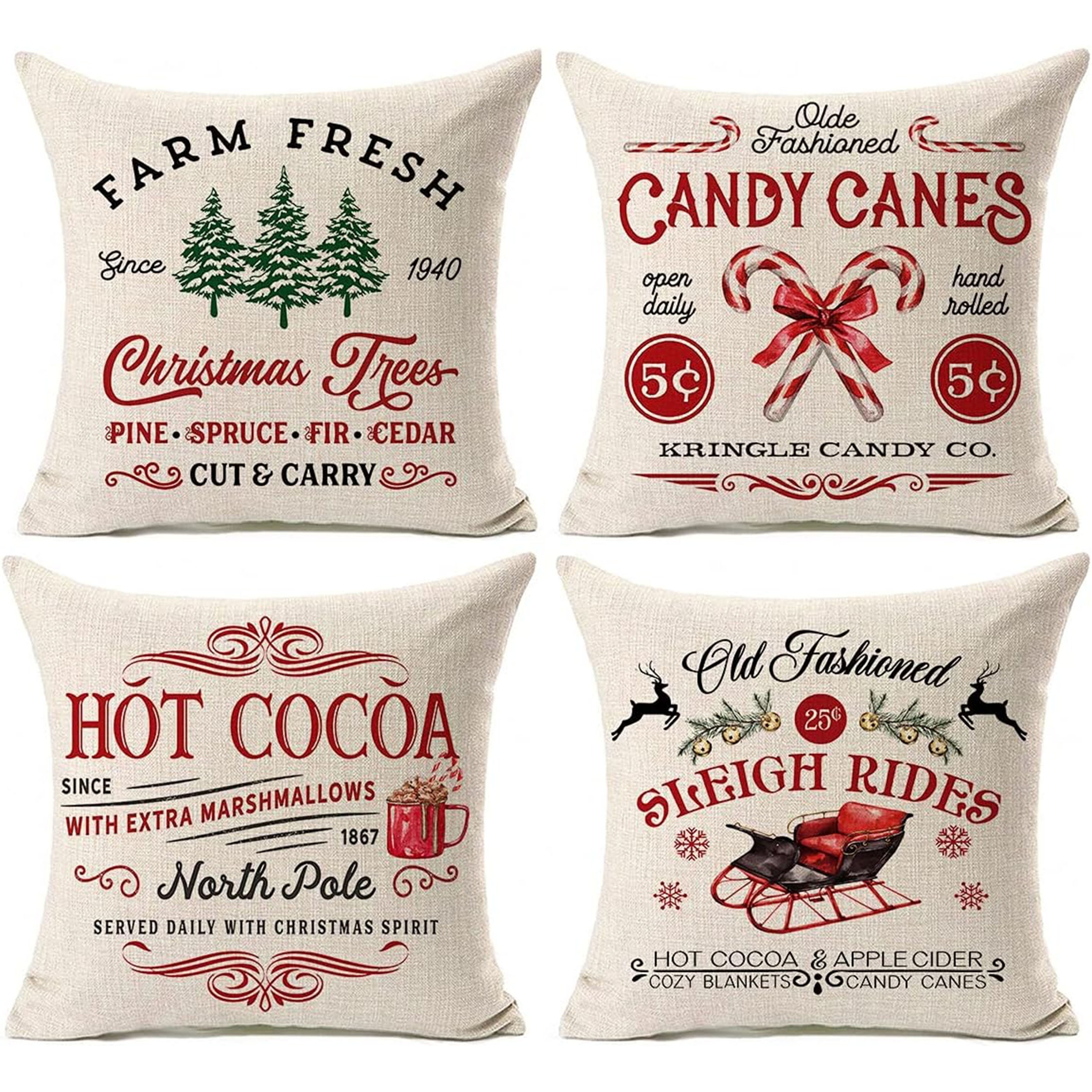 Home Xmas Decor Ideas - 1pc Christmas Season Farmhouse Pillow Cover,