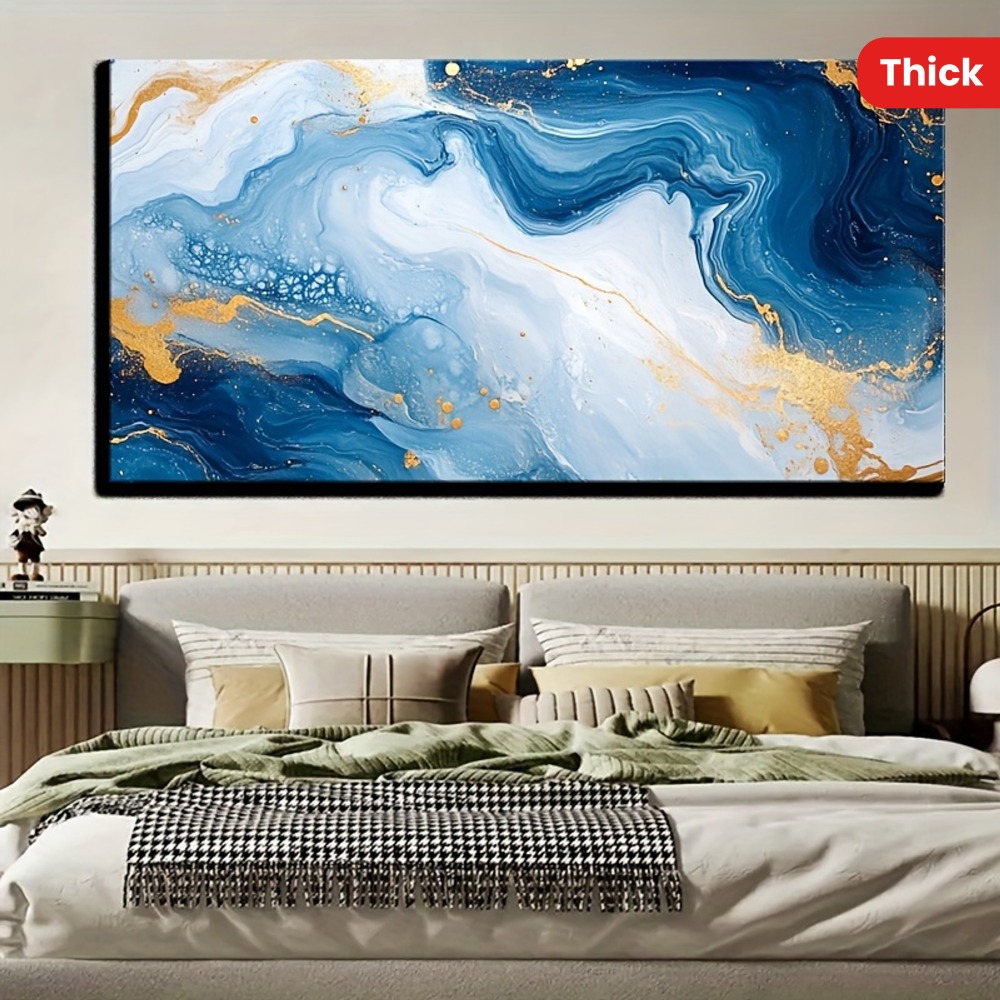 Abstract Oil Painting - Solid wood frame Abstract blue wave