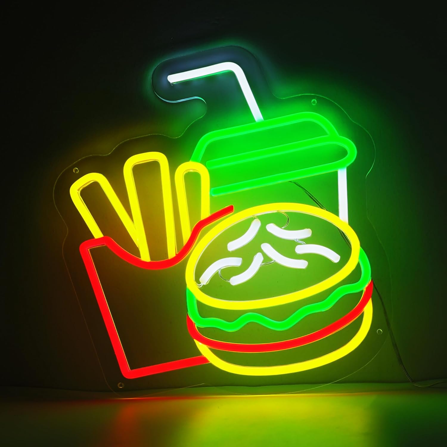 Home Decor Light - Burger Neon Sign French Fries Fast