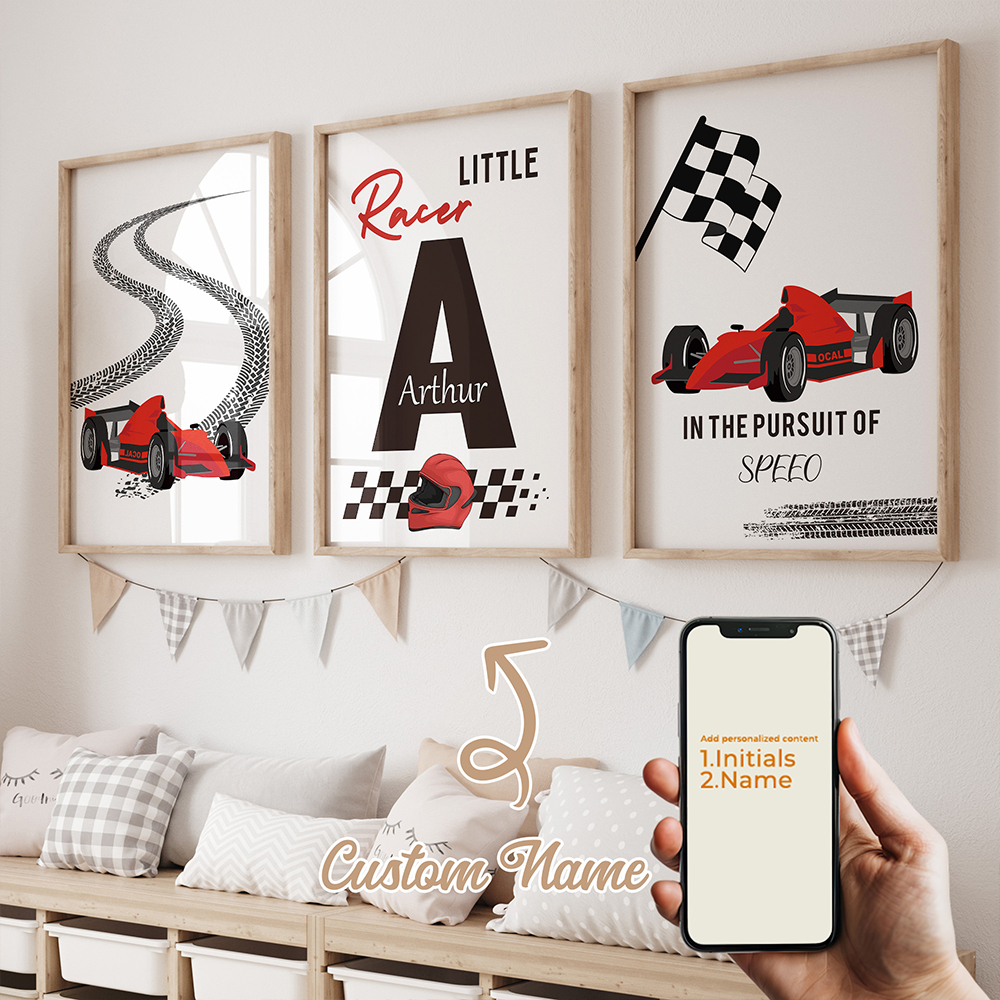 Home Decor On Wall - 3pcs Personalized Custom Name Cartoon Child