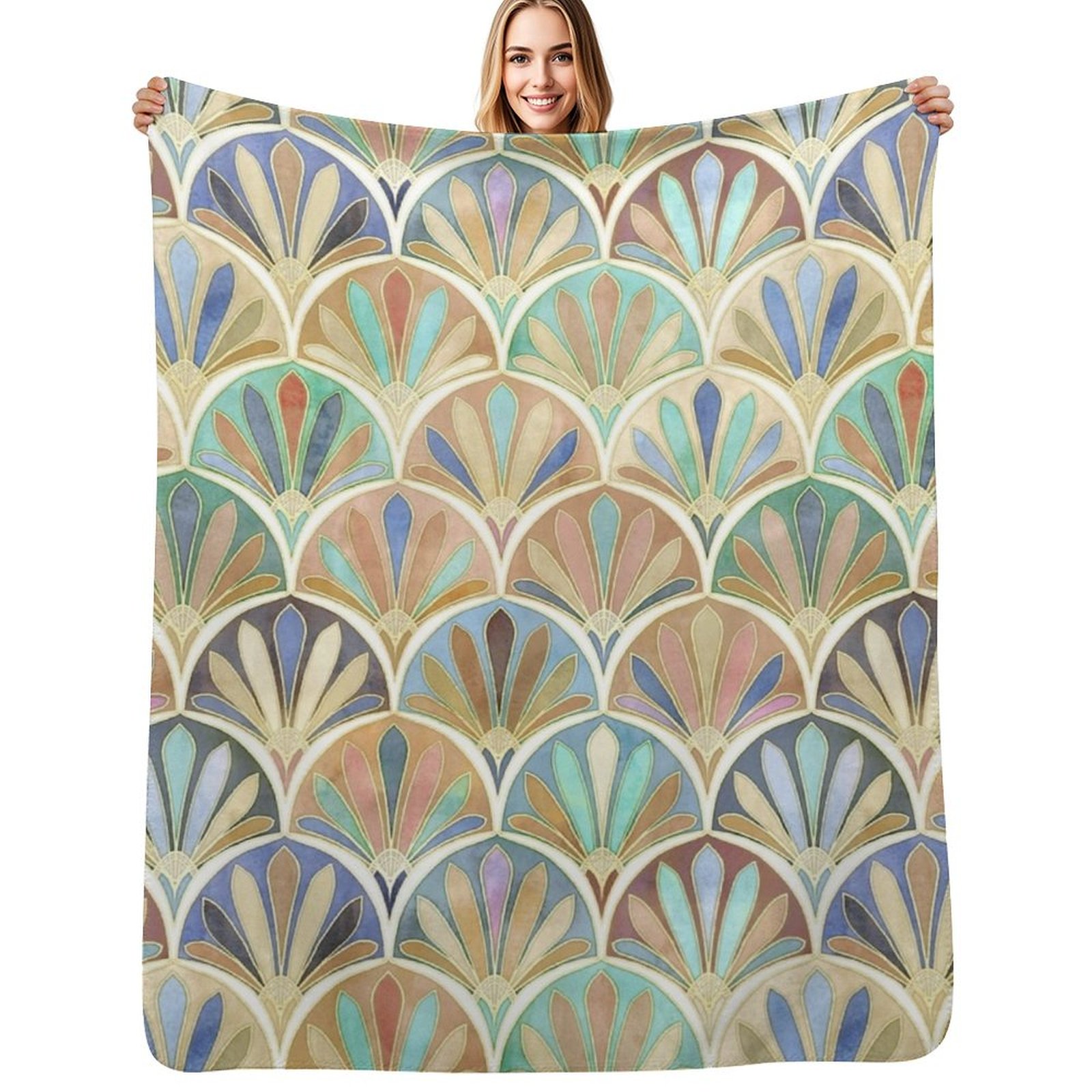 Neutral Throw Blanket - Autumn Neutrals Vintage Twenties Art Deco