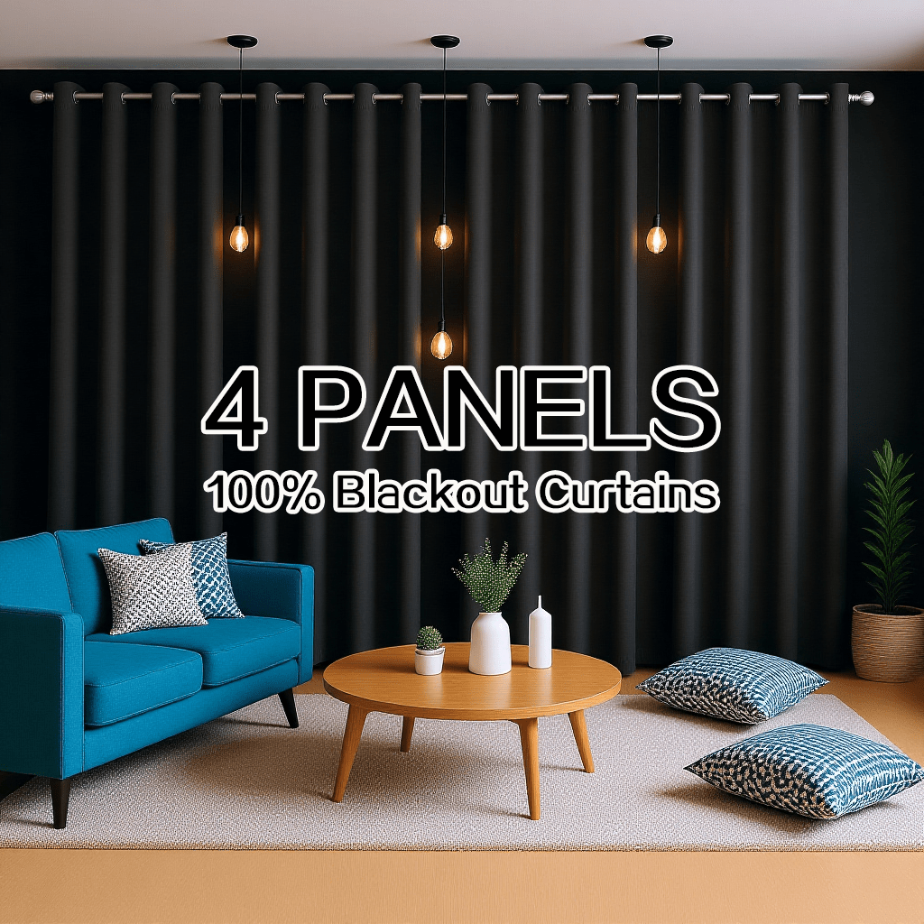 Home Decor Curtains - 4 Panels 100% Blackout Curtains Heat