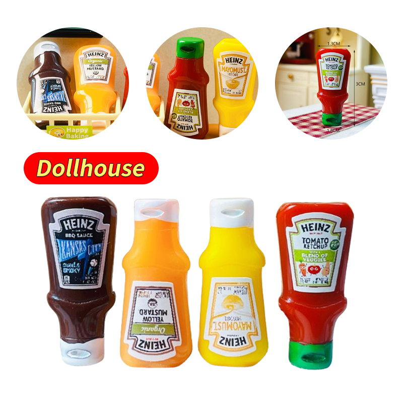 Home Decor Kitchen - 4Pcs Dollhouse Miniature Strawberry Sauce Jam