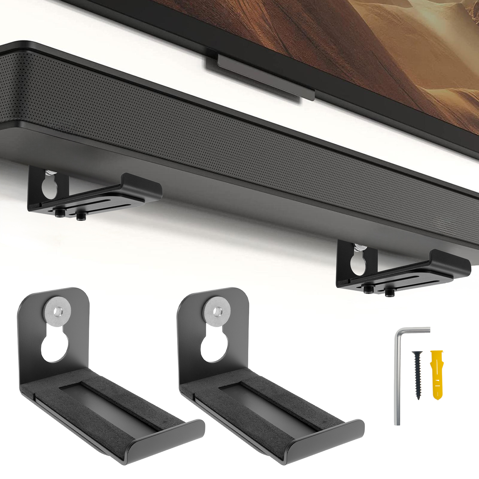Home Decor Unique Items - 2Pcs Soundbar Speaker Stands Wall Mount