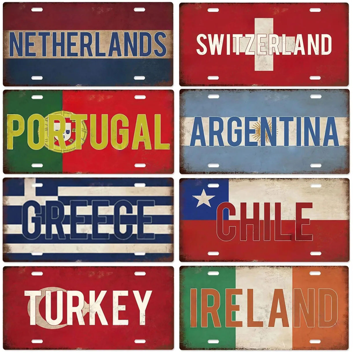 Home Decor Netherlands - Portugal Turkey Netherlands Metal Signs Vintage