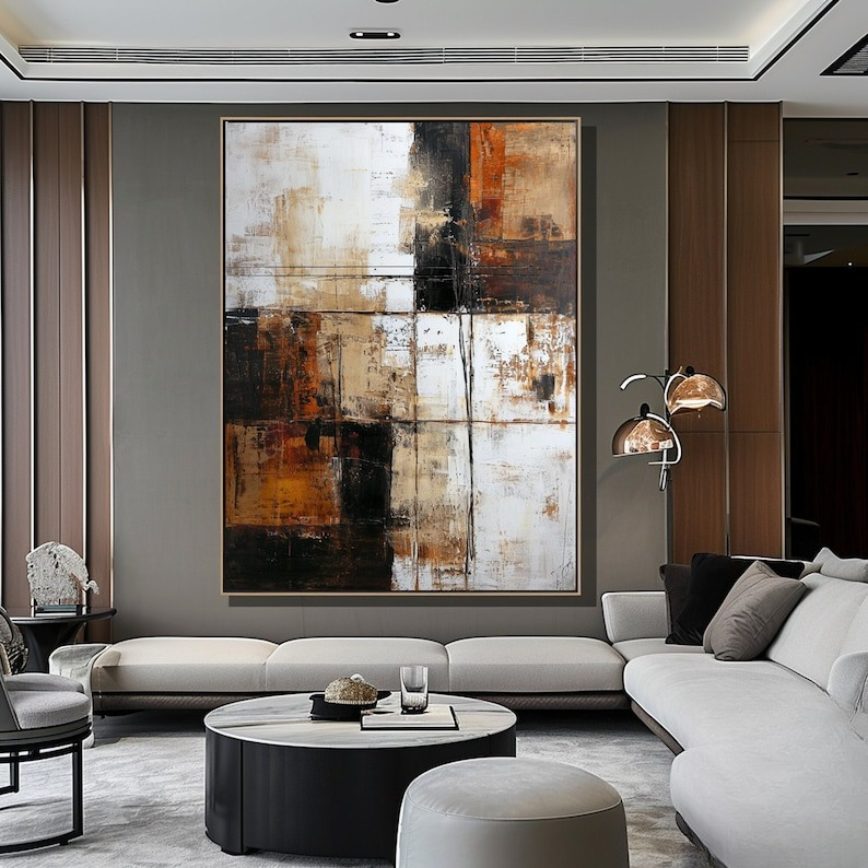Abstract Oil Painting - Original Modern Abstract Brown Oil Painting