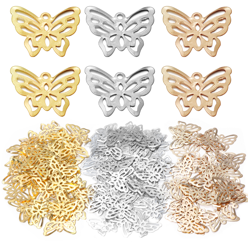 Home Decor Unique Items - 50pcs/lot 12X10/21X17mm Iron Hollow Butterfly Charms