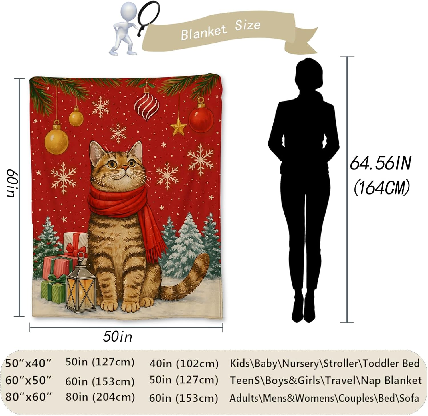 Festive Cat Christmas Throw Bl - Home Xmas Decor Ideas avis et prix