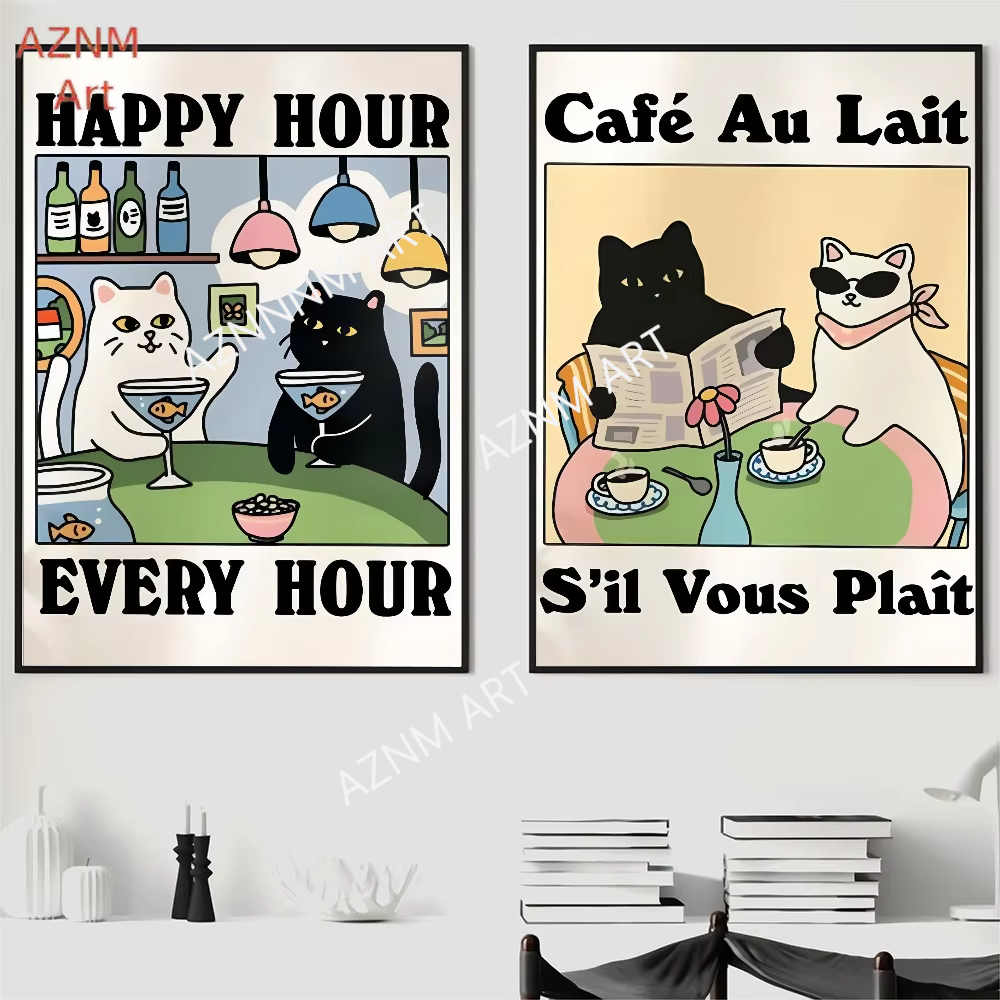 1PC Wash Your Paws Cat Poster  - Home Decor Scrap avis et prix