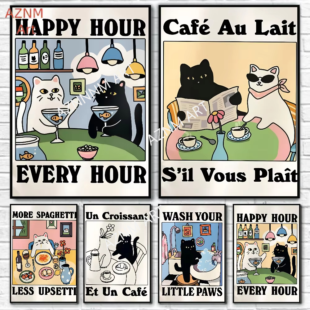 1PC Wash Your Paws Cat Poster  - Home Decor Scrap avis et prix