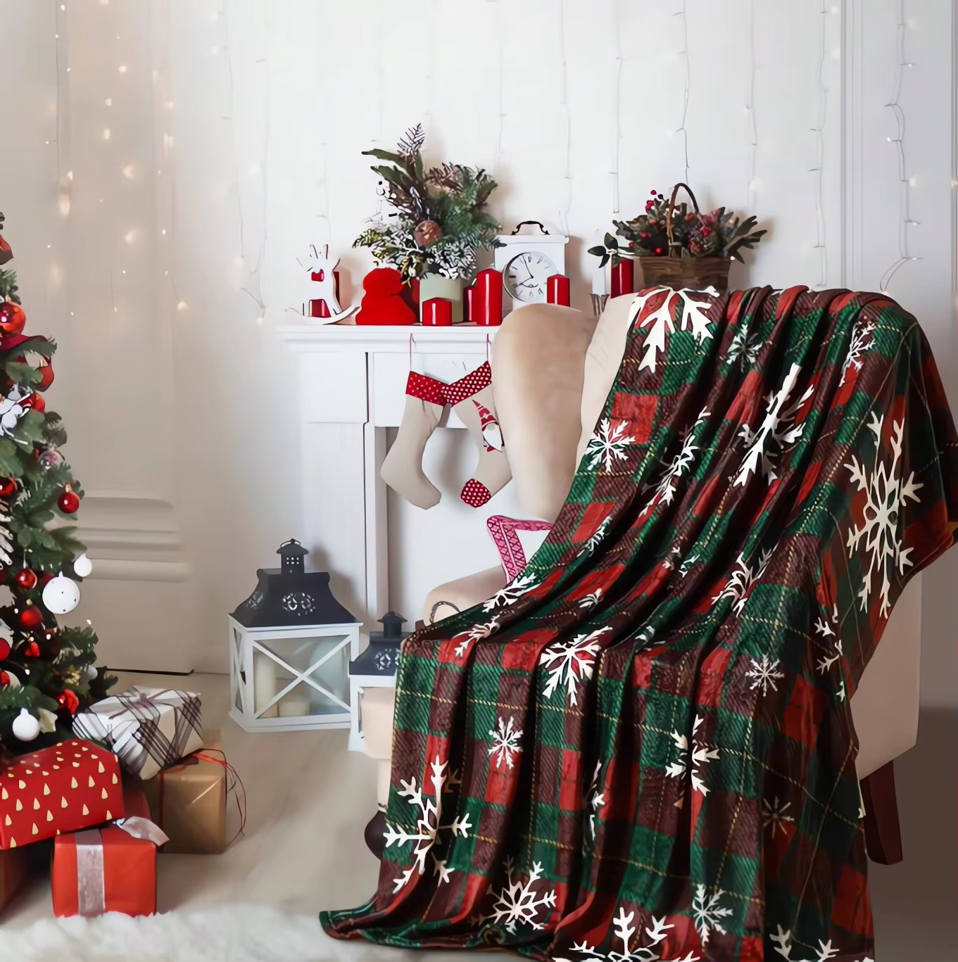 Xmas Plaid Fleece Blanket With - Home Xmas Decor Ideas avis et prix