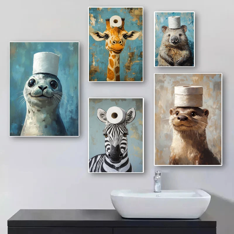 Cartoon Cute Funny Animals wit - Home Decor Scrap avis et prix
