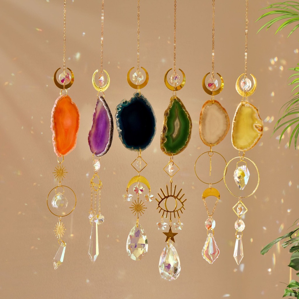 Agate Suncatcher Crystal Sun C - Boho Wind Chimes avis et prix
