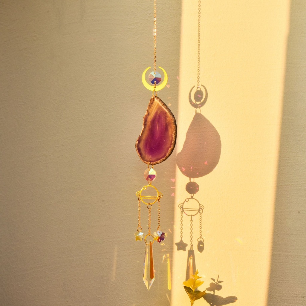 Agate Suncatcher Crystal Sun C - Boho Wind Chimes avis et prix