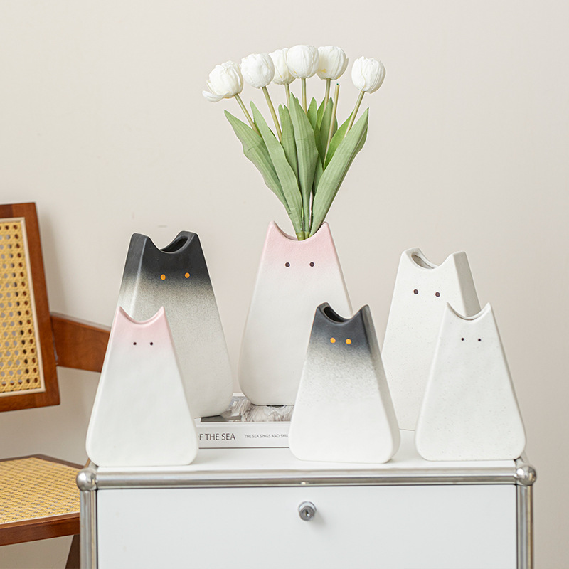 Cute cat-like ceramic vase, No - Glass Vase Nordic avis et prix
