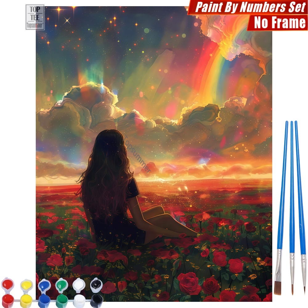 Long-Haired Woman Red DIY Digi - Abstract Oil Painting avis et prix