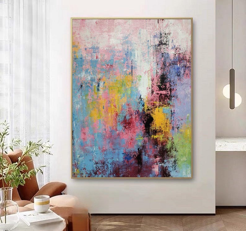 Hand-Painted Multicolour Large - Abstract Oil Painting avis et prix