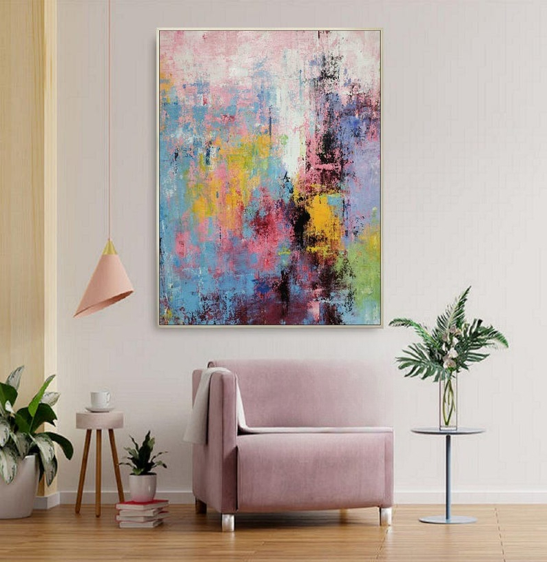 Hand-Painted Multicolour Large - Abstract Oil Painting avis et prix