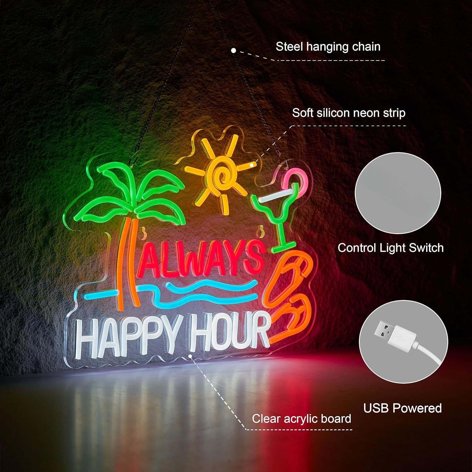 Always Happy Hour Beer Bar Neo - Home Decor Light avis et prix