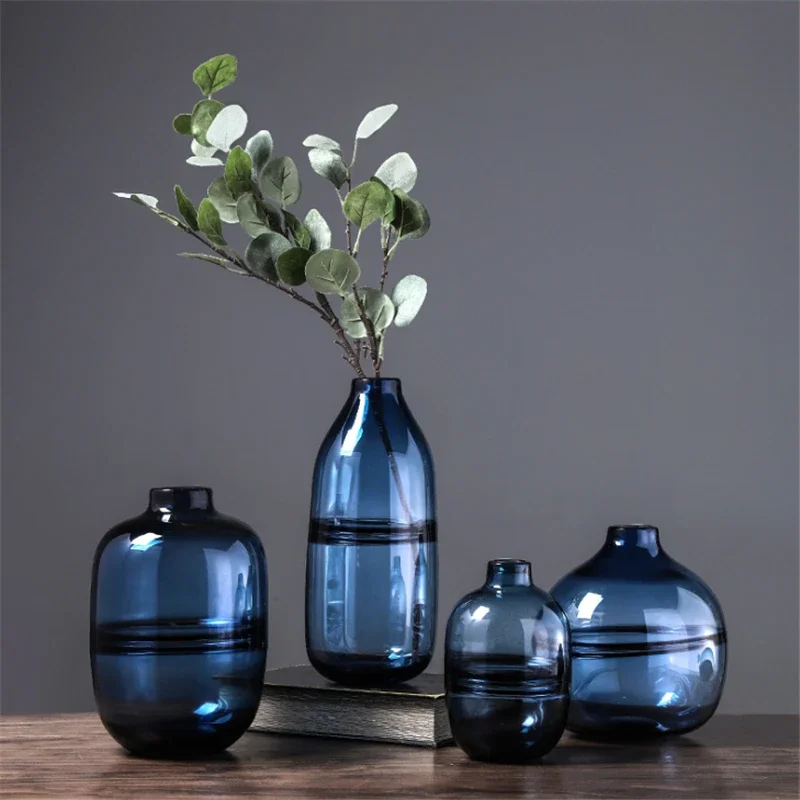 Minimalist Blue Black Glass Va - Glass Vase Nordic avis et prix