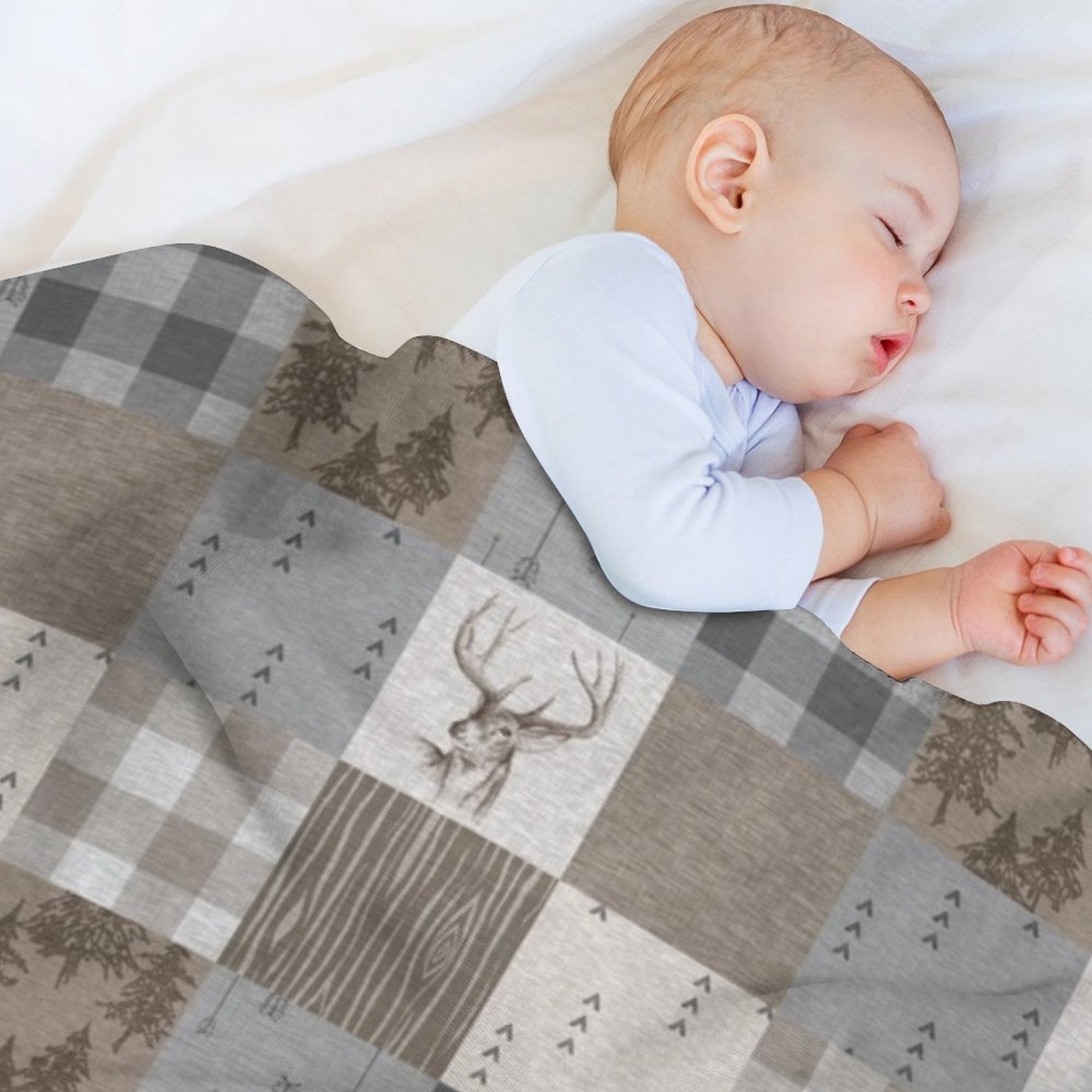 Deer Patchwork - Rustic Neutra - Neutral Throw Blanket avis et prix