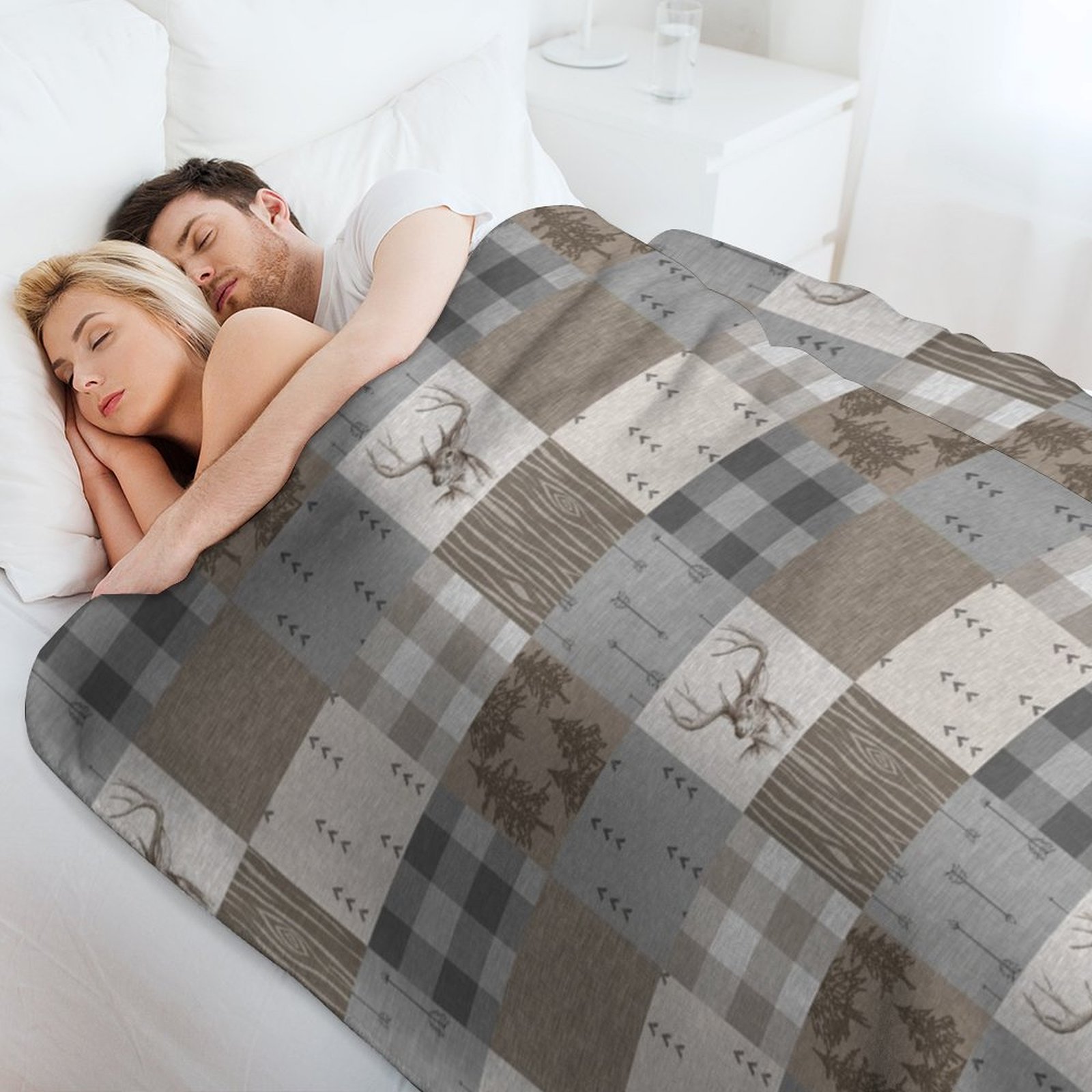 Deer Patchwork - Rustic Neutra - Neutral Throw Blanket avis et prix