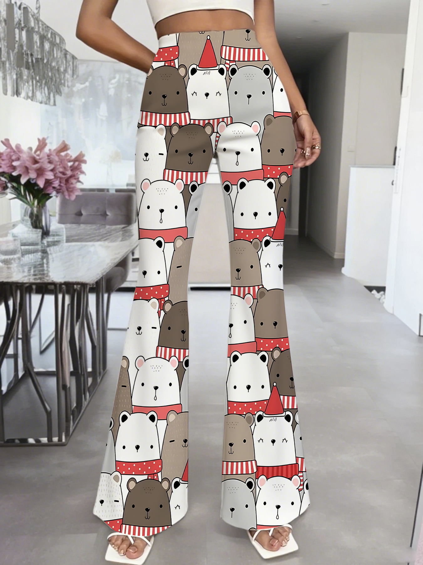 Women's   Print Flare Pants Ca - Boho Wind Chimes avis et prix