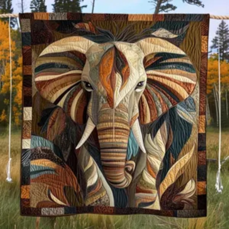Elephant Quilt – Quilted Blank - Neutral Throw Blanket avis et prix