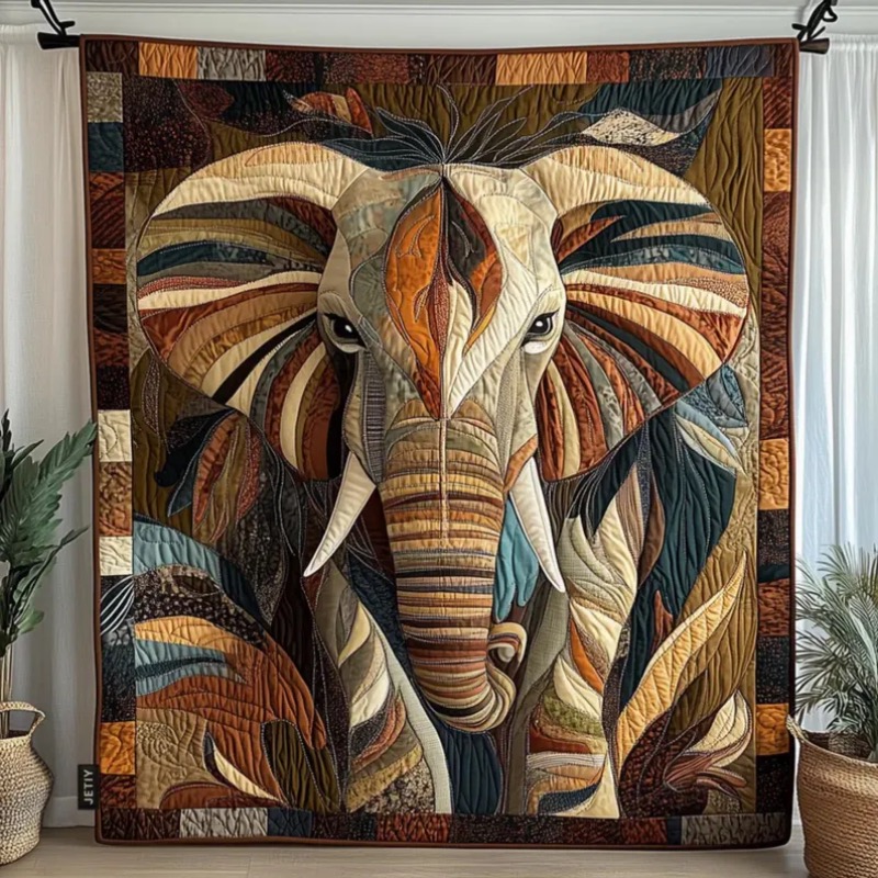 Elephant Quilt – Quilted Blank - Neutral Throw Blanket avis et prix
