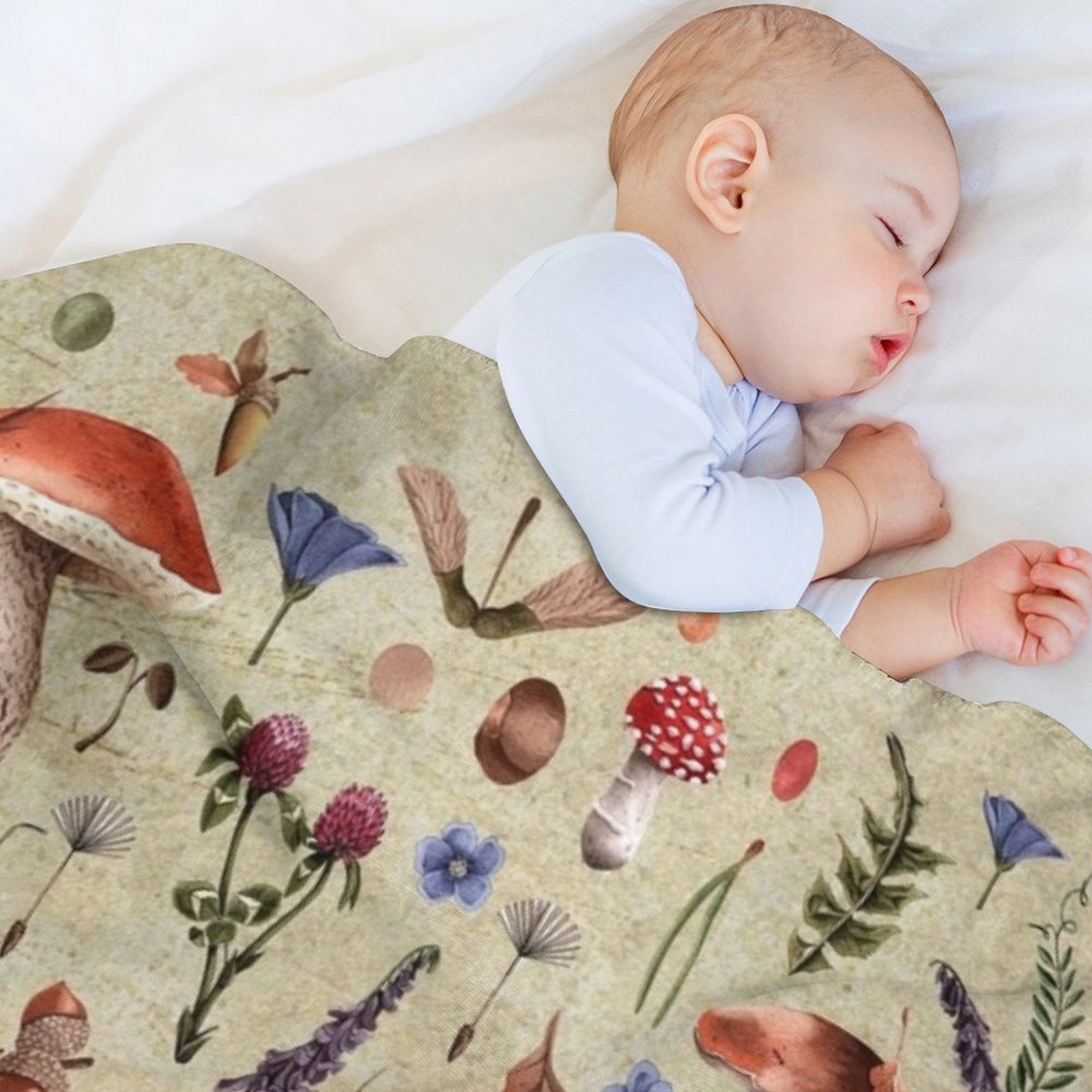 Retro botanical mushrooms, wil - Neutral Throw Blanket avis et prix