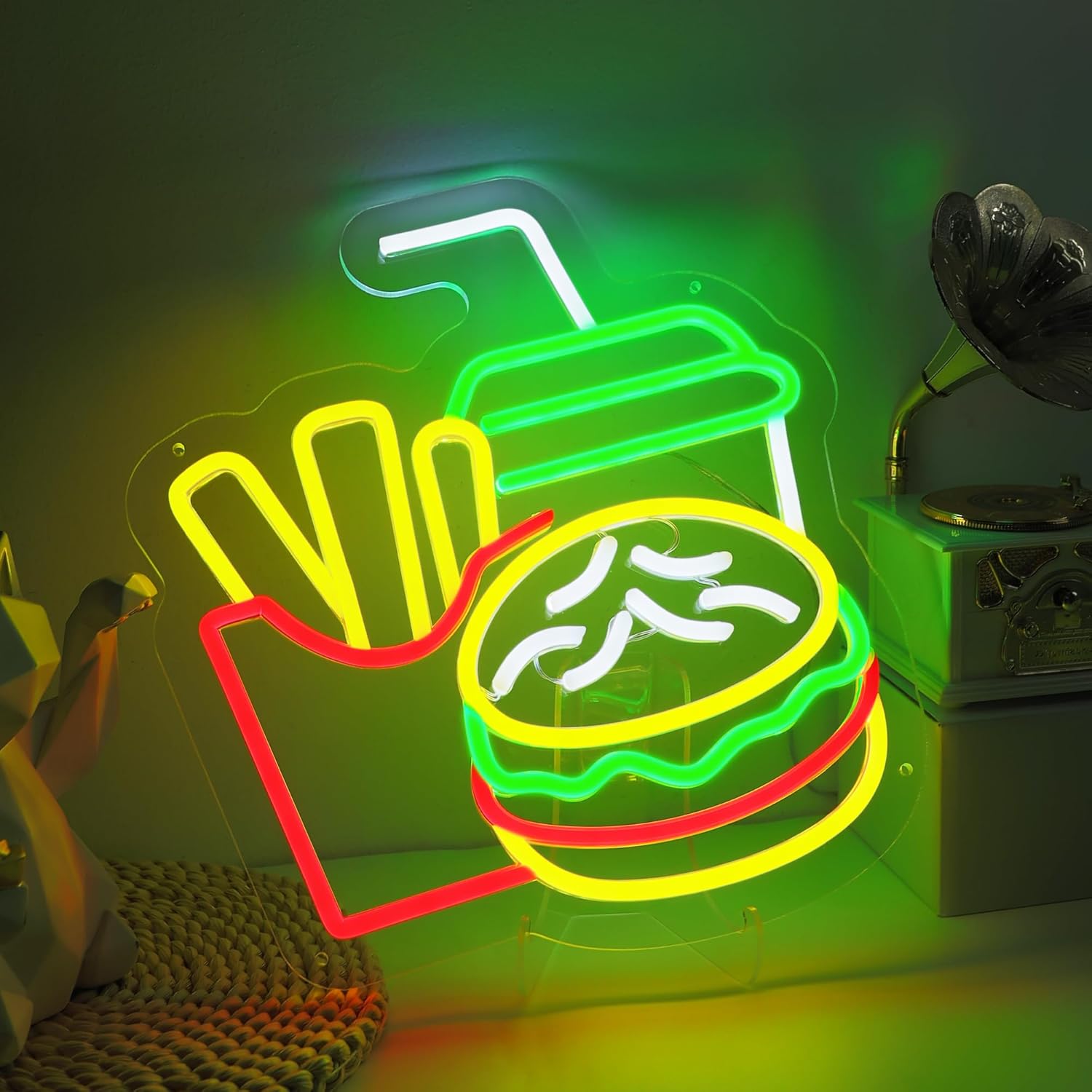 Burger Neon Sign French Fries  - Home Decor Light avis et prix