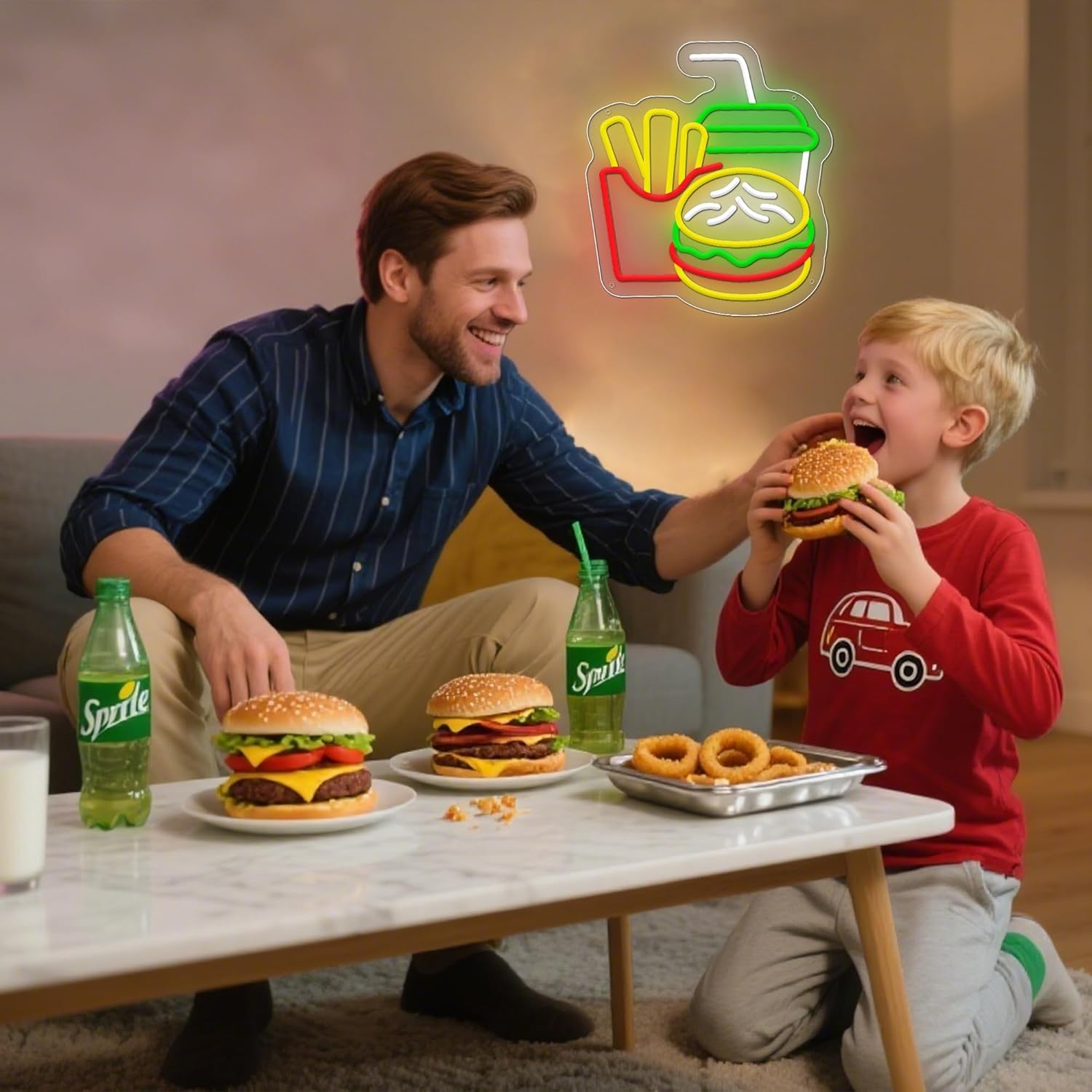 Burger Neon Sign French Fries  - Home Decor Light avis et prix
