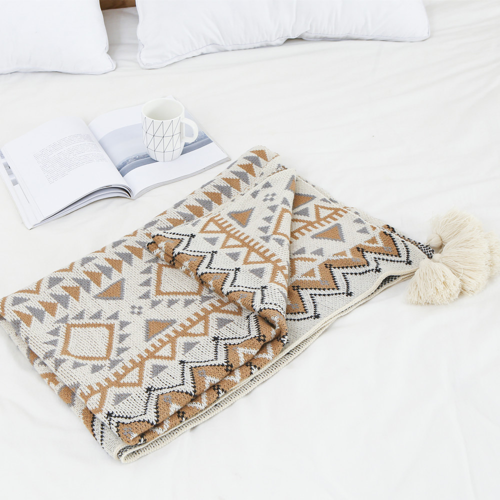 Bohemian Geometric Throw Blank - Neutral Throw Blanket avis et prix