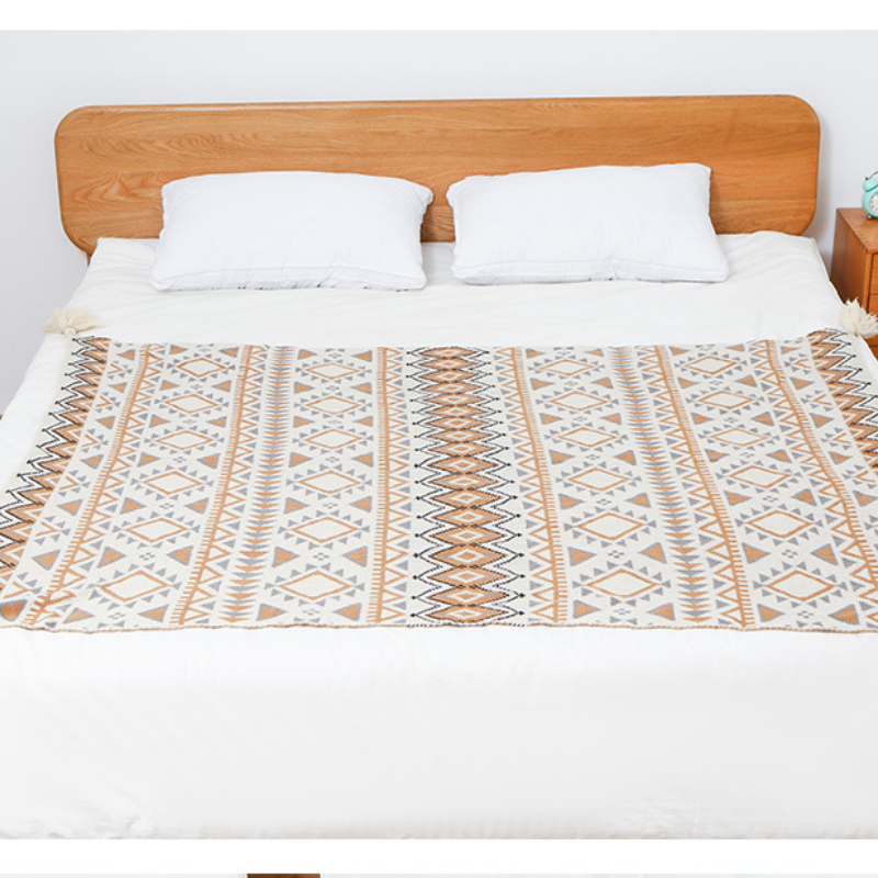 Bohemian Geometric Throw Blank - Neutral Throw Blanket avis et prix