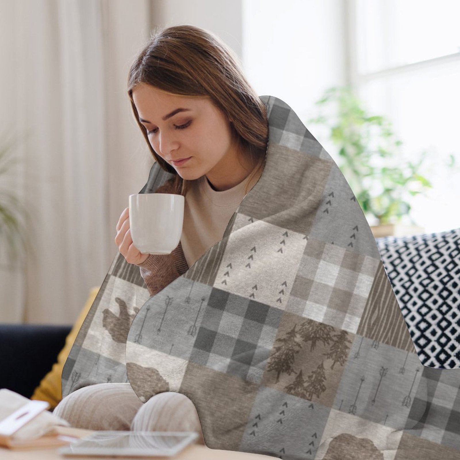 Bear Patchwork - Rustic Neutra - Neutral Throw Blanket avis et prix