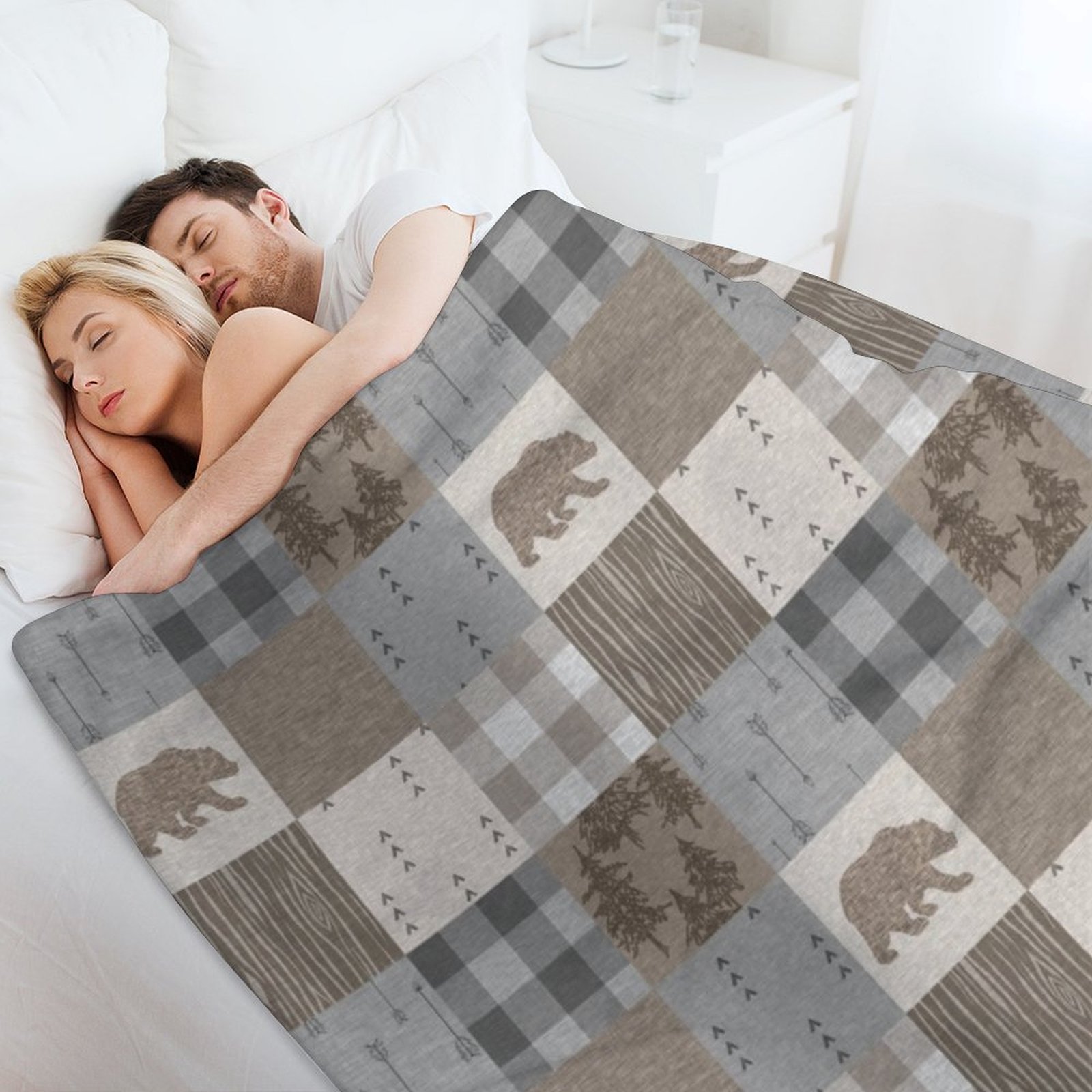 Bear Patchwork - Rustic Neutra - Neutral Throw Blanket avis et prix
