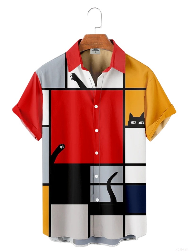 Men Shirts 3d Geometric Art Co - Abstract Oil Painting avis et prix