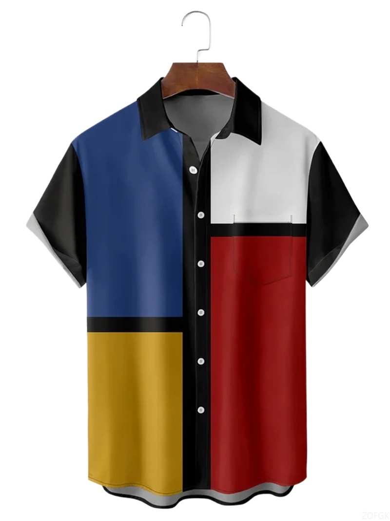 Men Shirts 3d Geometric Art Co - Abstract Oil Painting avis et prix