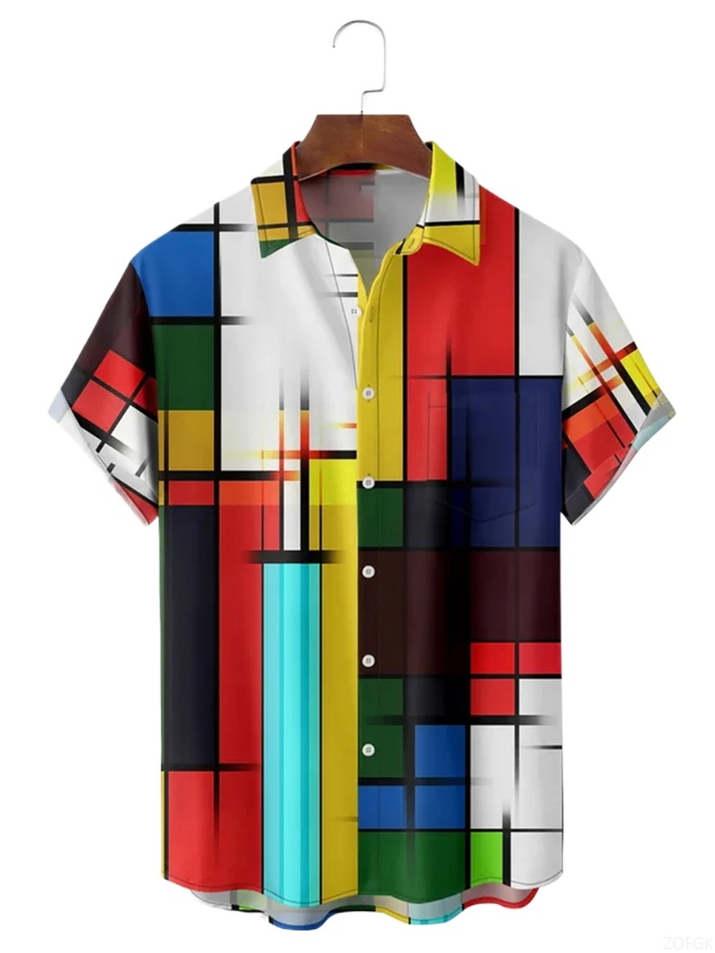 Men Shirts 3d Geometric Art Co - Abstract Oil Painting avis et prix