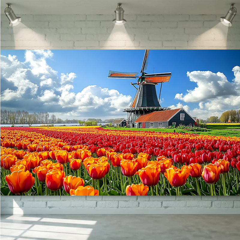 Windmill Tulip Field Netherlan - Home Decor Netherlands avis et prix