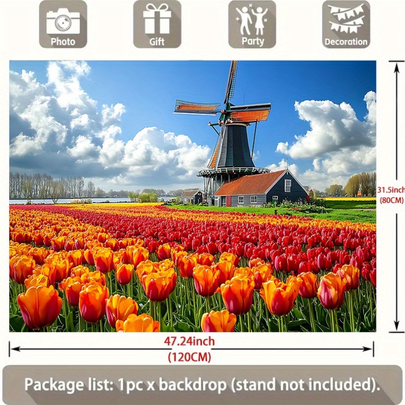 Windmill Tulip Field Netherlan - Home Decor Netherlands avis et prix