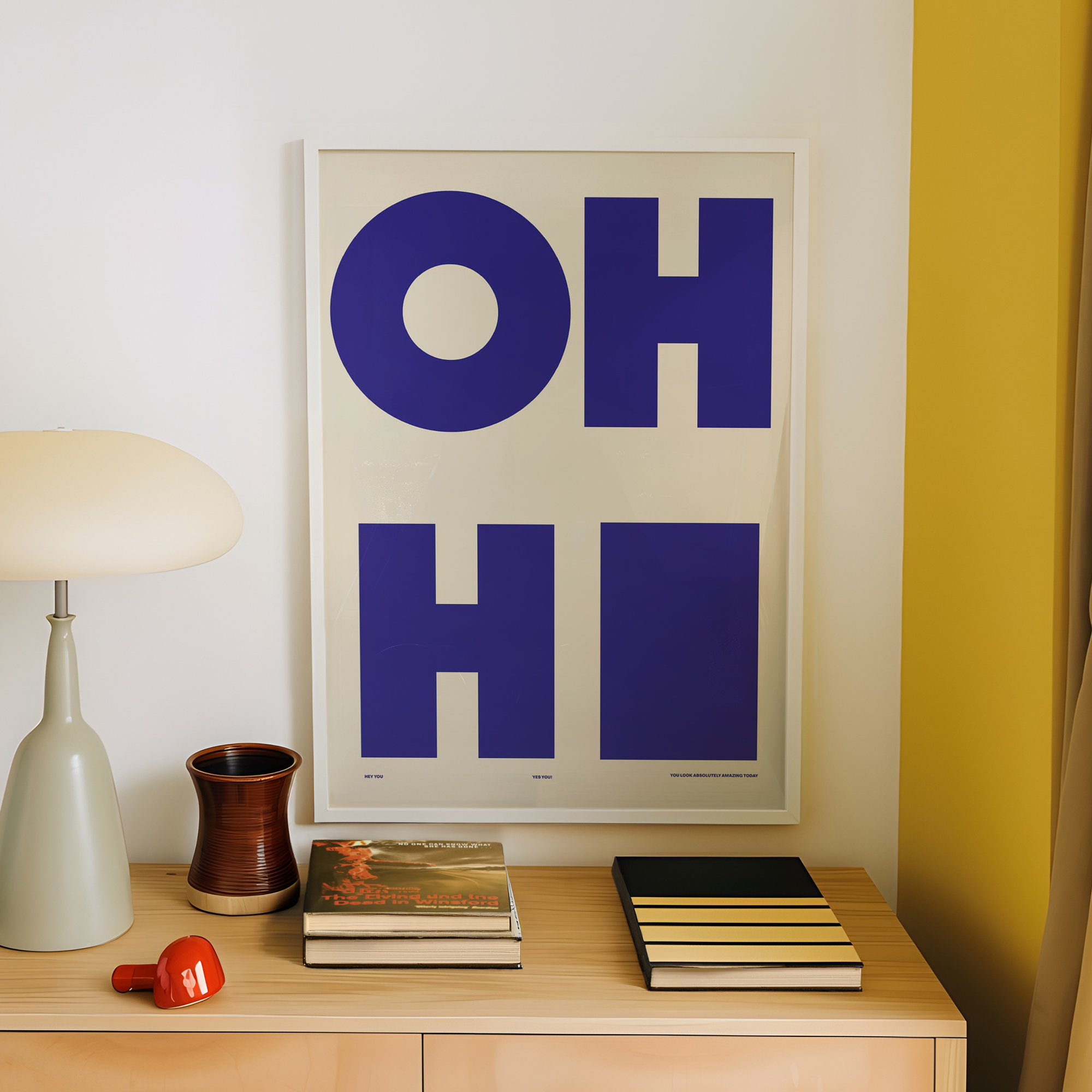 Modern,Minimalist OH HI Blue W - Home Decor On Wall avis et prix