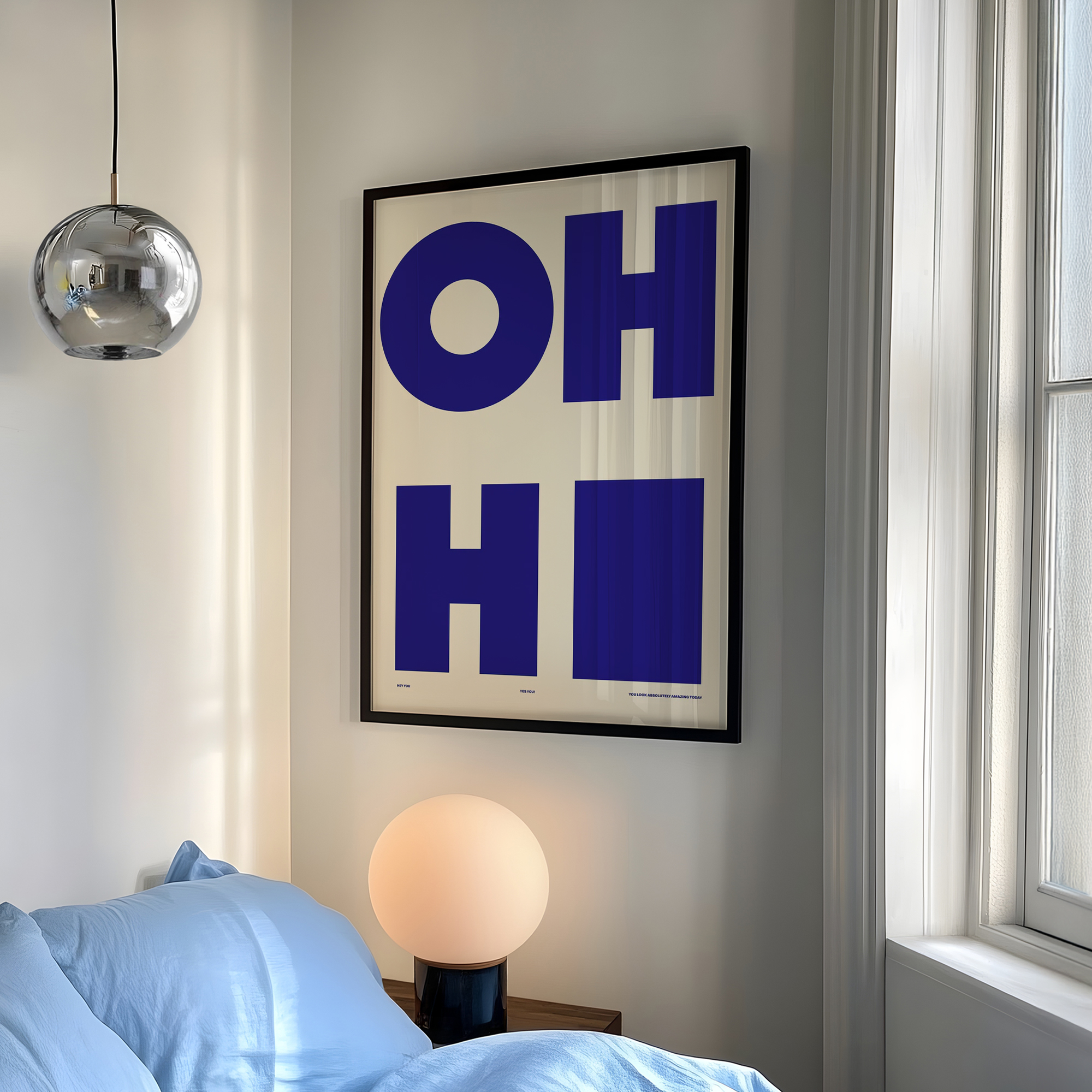 Modern,Minimalist OH HI Blue W - Home Decor On Wall avis et prix