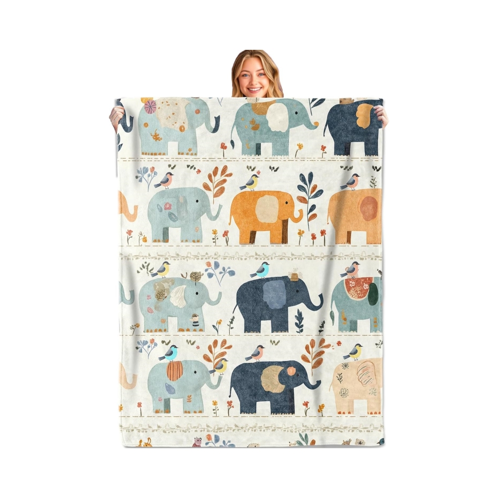 VIKAMA Sage Green Baby Elephan - Neutral Throw Blanket avis et prix