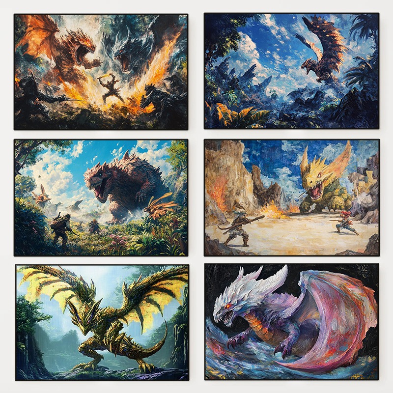 1pc frameless Monster Hunter A - Home Decor Ai avis et prix