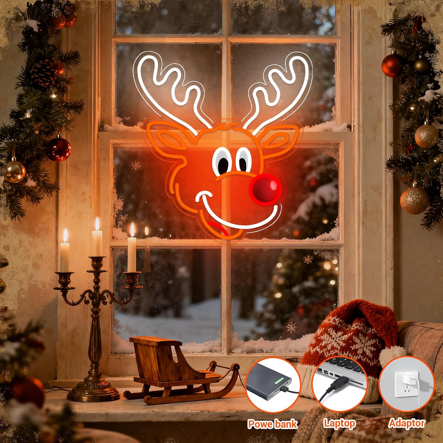 Cute Christmas Reindeer Neon S - Home Xmas Decor Ideas avis et prix